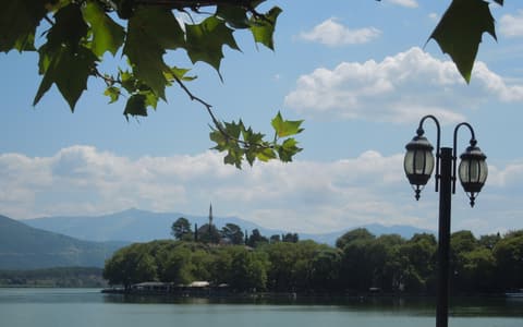 Lake Pamvotis with Ali Pasha Island and the Fethiye Mosque, Ioannina
